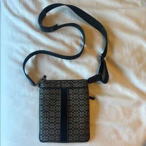Coach Black and Brown Messenger Bag with Adjustable Strap